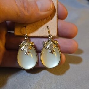 Elegant Gold and Cream Colored Teardrop Earrings